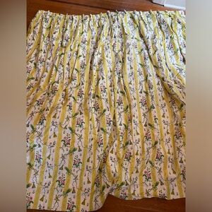 Two Vintage style Curtain Panels Yellow and Off White